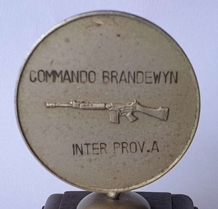 1988 SA Service Shooting Medal Trophy.  "Commando Brandewyn"