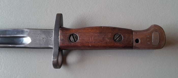 S.A. Police Issue WW1 1907 Pattern Sanderson Sword Bayonet With Scabbard.