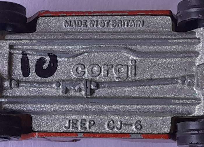 1980's Corgi Die Cast CJ-6 Jeep.  With Driver.