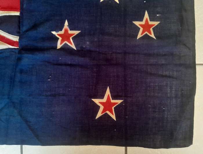 WW1-WW2 Era New Zealand Cotton Flag. Stamped "ENSIGN". 1.32 x 65cm
