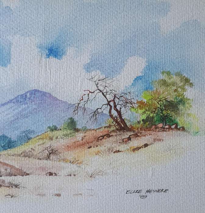 SA Artist Elize Heyneke Framed Watercolour.  "Aloes".  Signed and Dated.  47.5 x 33cm