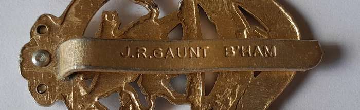 British Queens Regiment Anodised Aluminium Cap Badge.  JR Gaunt.  Slider Intact.