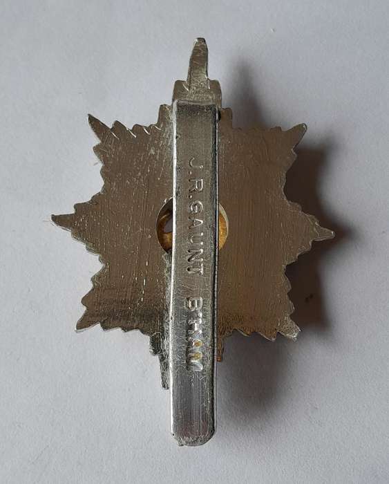 Worcester & Sherwood Foresters Anodised Aluminium Cap Badge.  JR Gaunt.  Slider Intact.