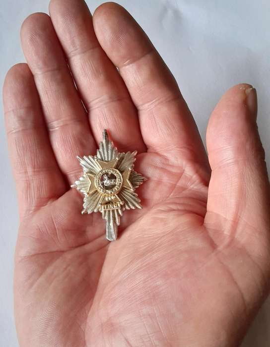 Worcester & Sherwood Foresters Anodised Aluminium Cap Badge.  JR Gaunt.  Slider Intact.