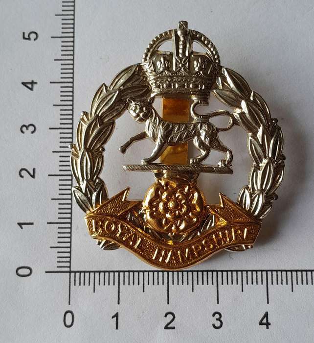 Royal Hampshire Regiment Cap Badge.  Slider Intact.