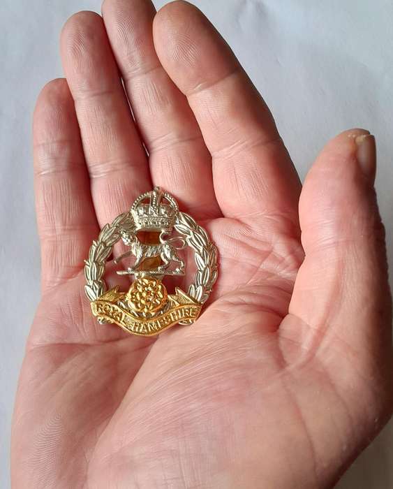 Royal Hampshire Regiment Cap Badge.  Slider Intact.