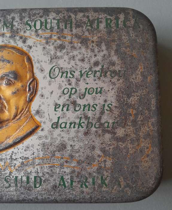 WW2 1940 Gift Tin To SA Troops From Jan Smuts. 18 x 11.5cm.