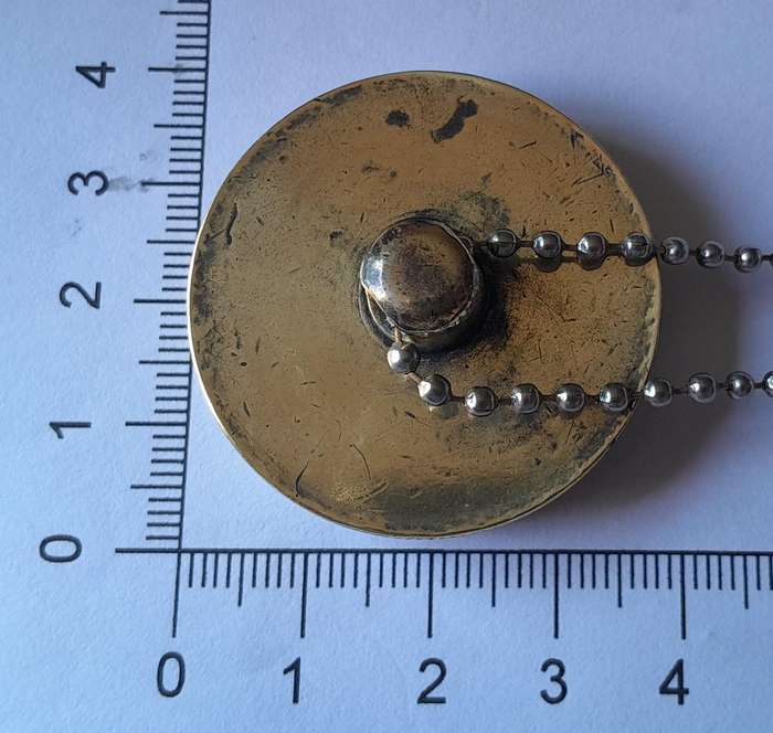 Antique Solid Brass Plug (35mm) With Chain.  For The Victorian Bathroom.