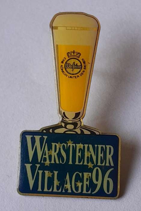 Vintage Warsteiner Village 96 Beer Enamel Beer Badge.