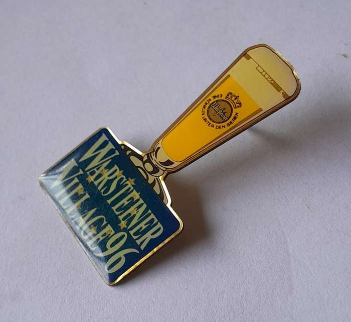 Vintage Warsteiner Village 96 Beer Enamel Beer Badge.