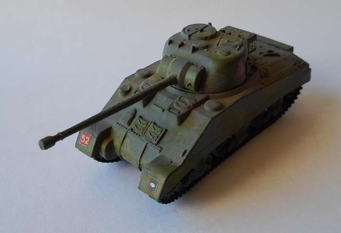 Vintage WW2 Sherman Firefly.  Hand-Painted (Plastic).  10.5cm.  Swiveling Turret.