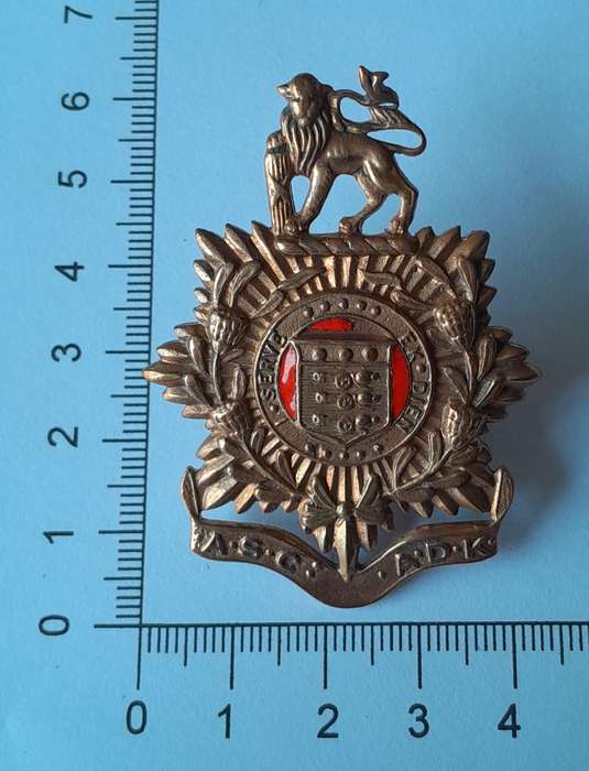 SADF Army Service Corps Cap Badge.  Screw Lugs Intact.