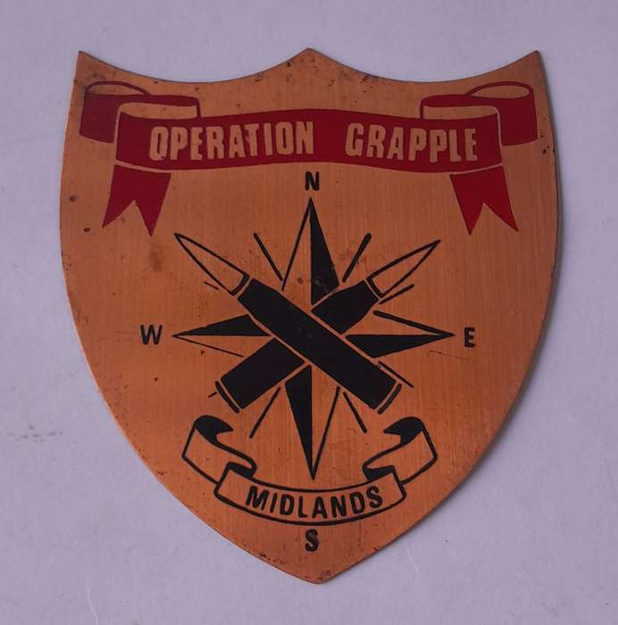 Rhodesian Bush War "Operation Grapple, Midlands" Copper Plaque.