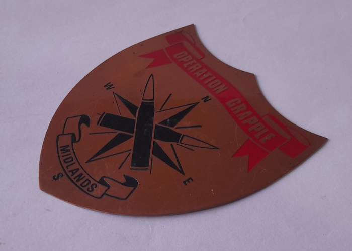 Rhodesian Bush War "Operation Grapple, Midlands" Copper Plaque.