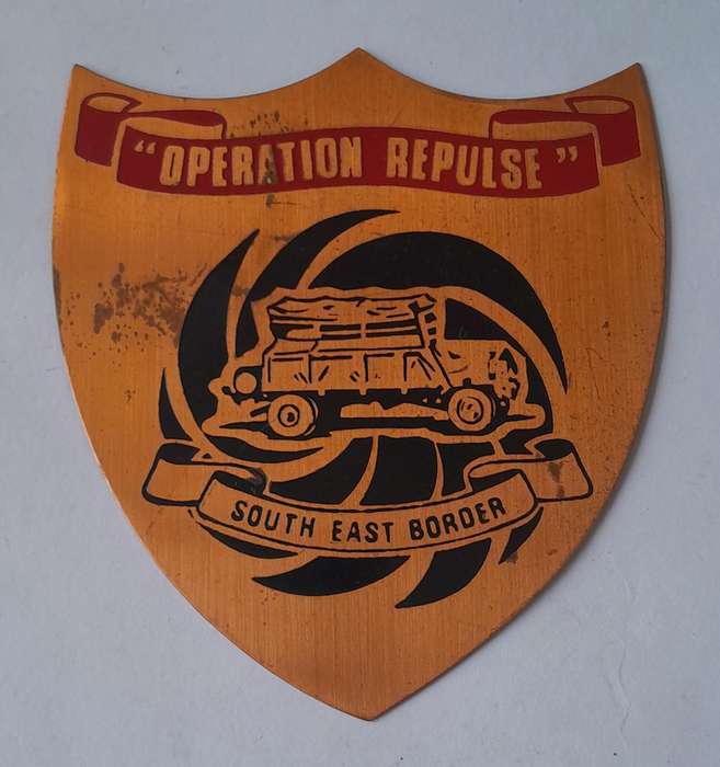 Rhodesian Bush War "Operation Repulse, South East Border" Copper Plaque.