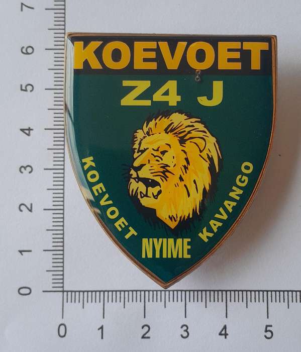 Koevoet Combat Team Zulu 4 Juliet Nyime Metal Flash.  All Pins Intact.