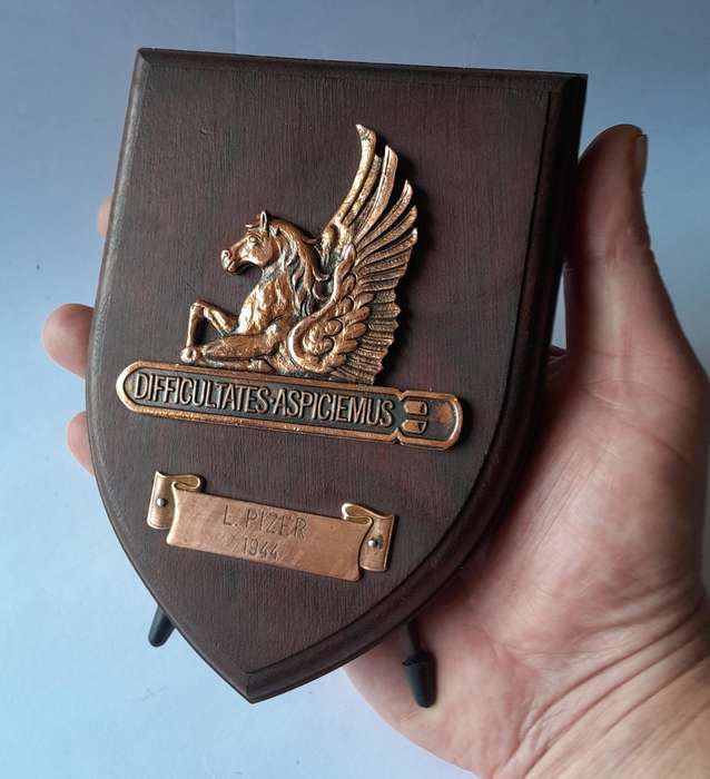 SA Air Force 5 Squadron WW2 Commemorative Plaque.  "L Pizer, 1944"