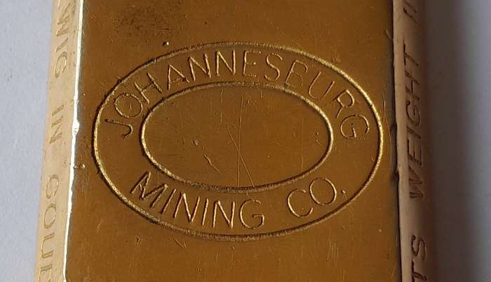 Vintage Gold Bar Shaped Paperweight.  Johannesburg Mining Company.