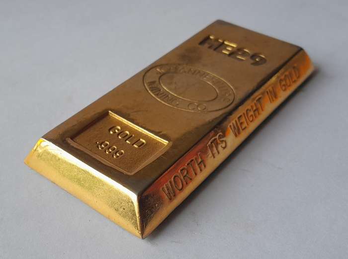 Vintage Gold Bar Shaped Paperweight.  Johannesburg Mining Company.