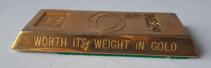 Vintage Gold Bar Shaped Paperweight.  Johannesburg Mining Company.