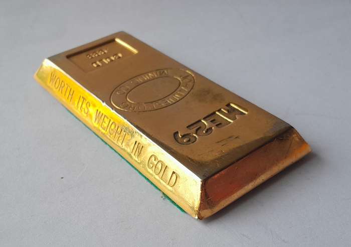 Vintage Gold Bar Shaped Paperweight.  Johannesburg Mining Company.