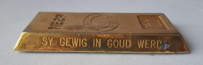 Vintage Gold Bar Shaped Paperweight.  Johannesburg Mining Company.
