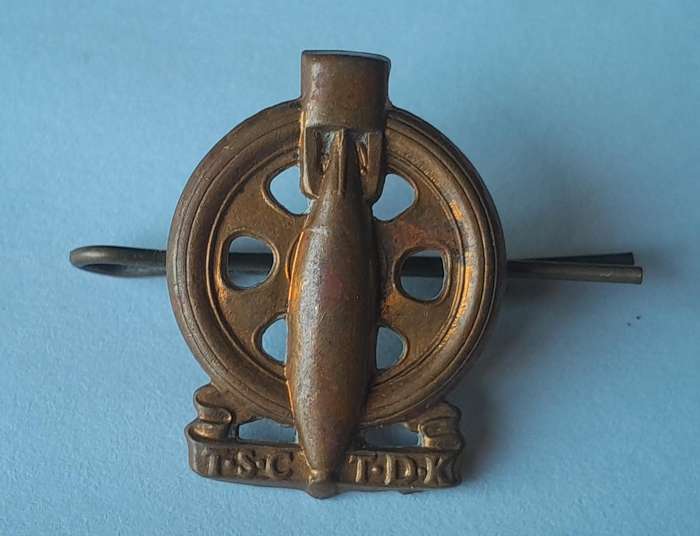 Pair WW2 SA Army Technical Corps Collar Badges + 1 other.  Lugs Intact.