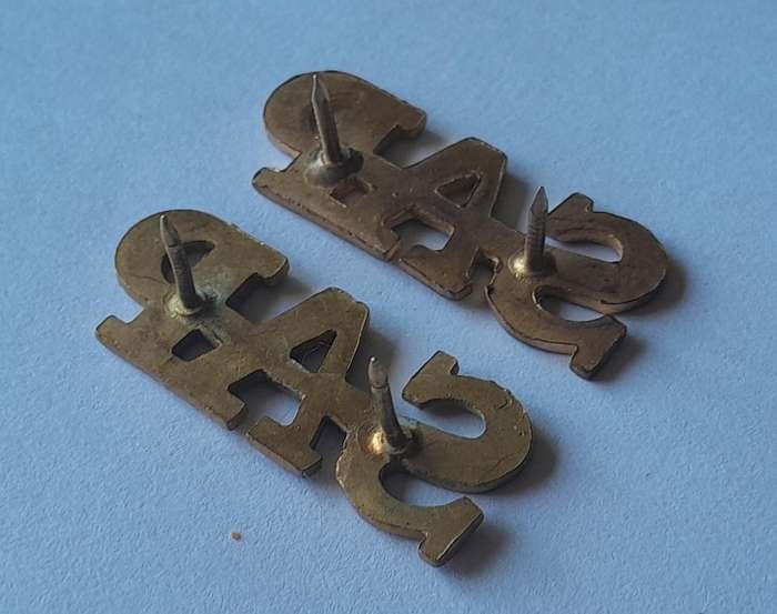 Pair Vintage SA Police Metal Shoulder Titles.  Pins Intact.