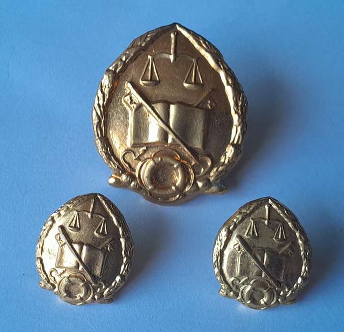 Vintage SA Prison Services Badge Set.  Cap & 2 Collars.  Screw Lugs / Pins Intact.
