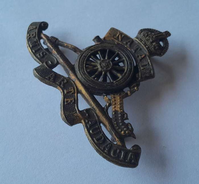 WW2 Natal Field Artillery Cap Badge.  Lugs Intact.