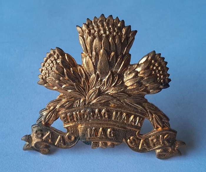 SA Armoured Corps Cap Badge.  Screw Lugs Intact.