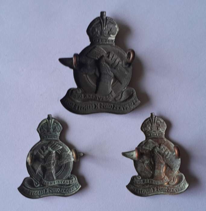 SA Army Q-Services Badge Set.  Cap & 2 Collars (facing).  Lugs Intact.