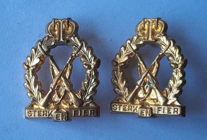 Pair Regiment Tobie Muller Collar Badges.  Lugs Intact.