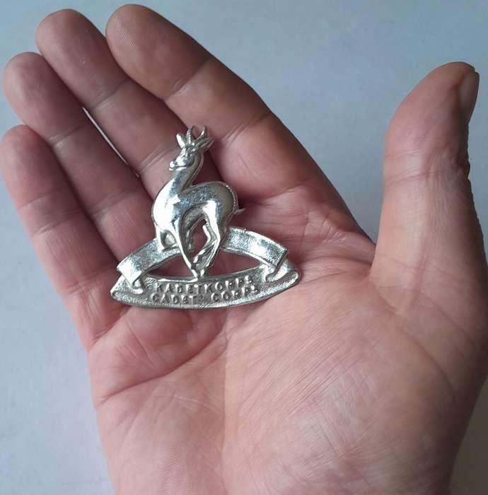 Vintage SA Cadet Corps Cap Badge.  Shortened Screw Lugs.
