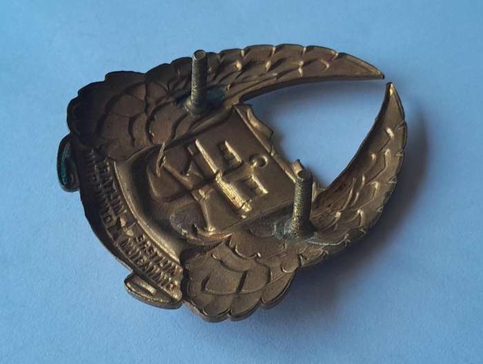 SADF Gymnasium Cap Badge.  Screw Lugs Intact.