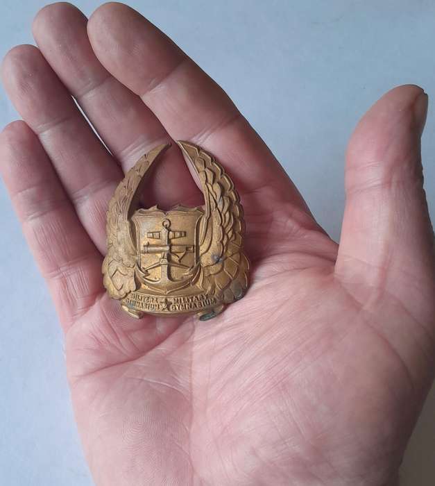 SADF Gymnasium Cap Badge.  Screw Lugs Intact.