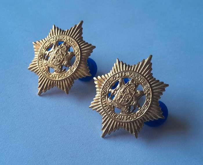 Pair Vintage SAP Collar Badges.  Pins Intact.