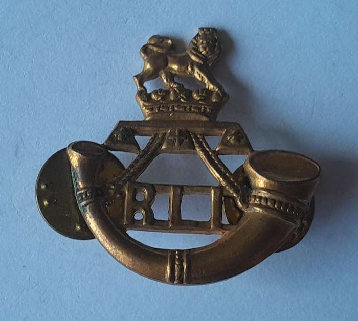 SA Army Rand Light Infantry Cap & Collar Badges.  Lugs / Pins Intact.