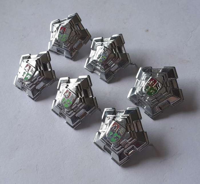 Set of 6 SADF Castle Rank Badges.  (Chrome Type).