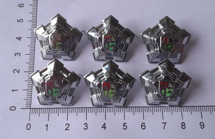 Set of 6 SADF Castle Rank Badges.  (Chrome Type).