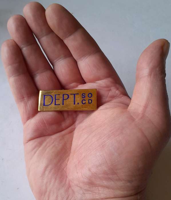 DEPT. SO/CD Badge.  Pins Intact.
