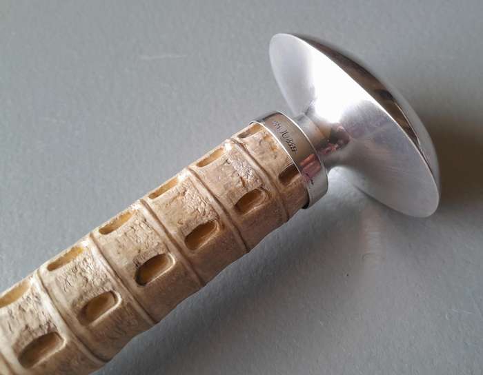 Antique Hugo Bohm Silver Topped Vertebrae Walking Stick. Modernist. Circa 1900.