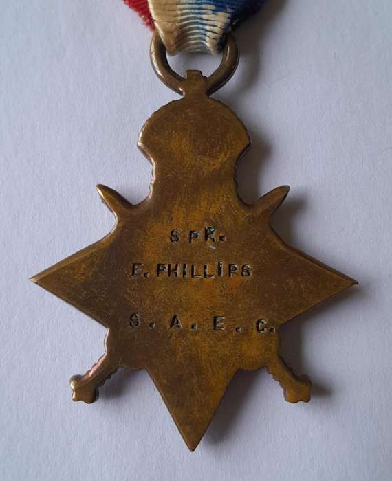 WW1 1914 - 1915 Star Medal to SPR. E PHILLIPS S.A.E.C. (South African Engineer Corps).