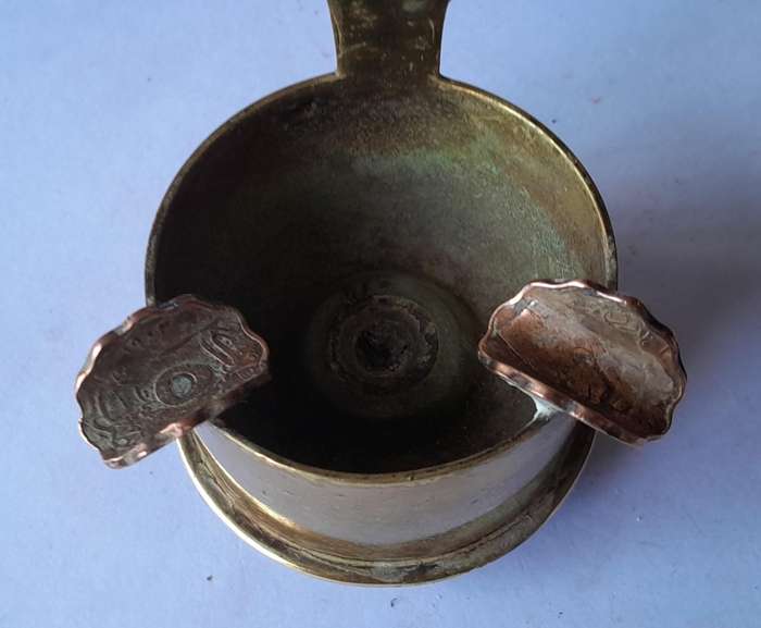 WW2 1941 SA Army North Africa "Springbok" Trench Art Ashtray.  Made With Shell And Egyptian Coins.
