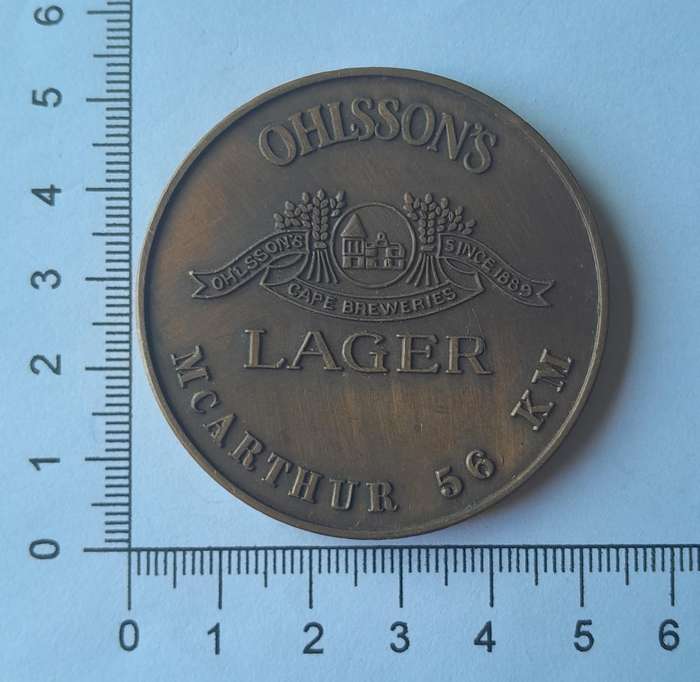 Vintage Large Ohlsson's Lager 56km McArthur Bronze Running Medal.