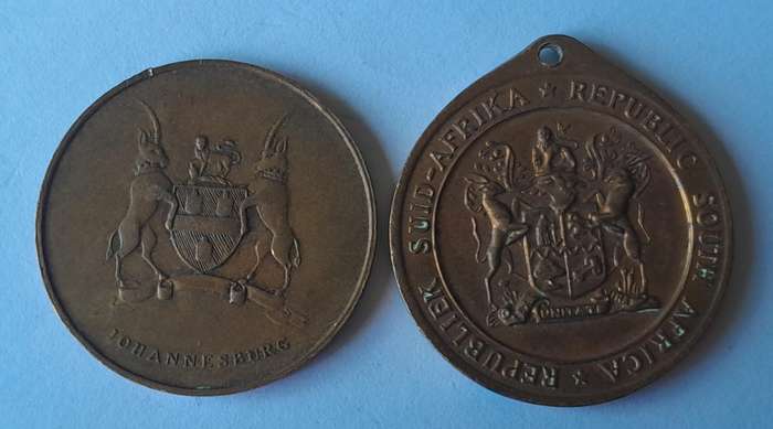 Set of 2 SA Medallions.  1961 Republic & Johannesburg 5 Years (1966).