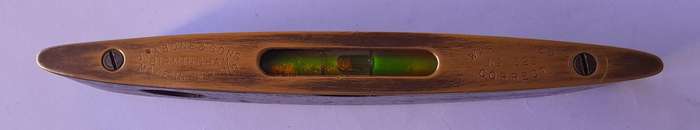 Vintage  J. Rabone & Sons No.1625 Brass & Walnut Torpedo Spirit Level. Rare Size.