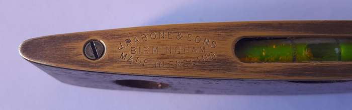 Vintage  J. Rabone & Sons No.1625 Brass & Walnut Torpedo Spirit Level. Rare Size.