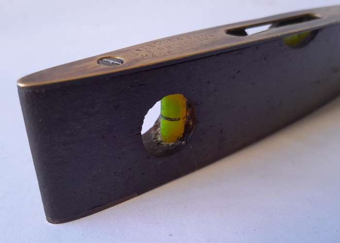 Vintage  J. Rabone & Sons No.1625 Brass & Walnut Torpedo Spirit Level. Rare Size.