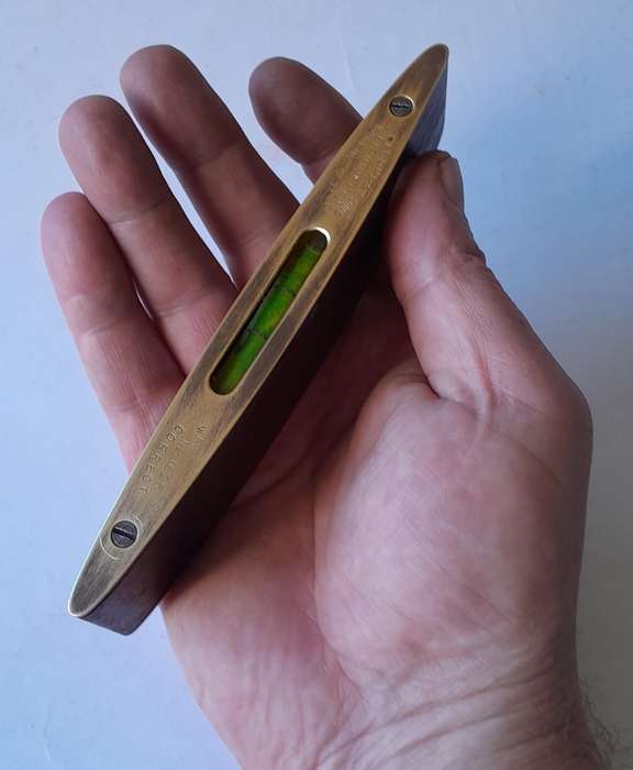 Vintage  J. Rabone & Sons No.1625 Brass & Walnut Torpedo Spirit Level. Rare Size.